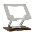 High-End Rotatable Laptop Stand with Carbon Steel and Wood Grain Design